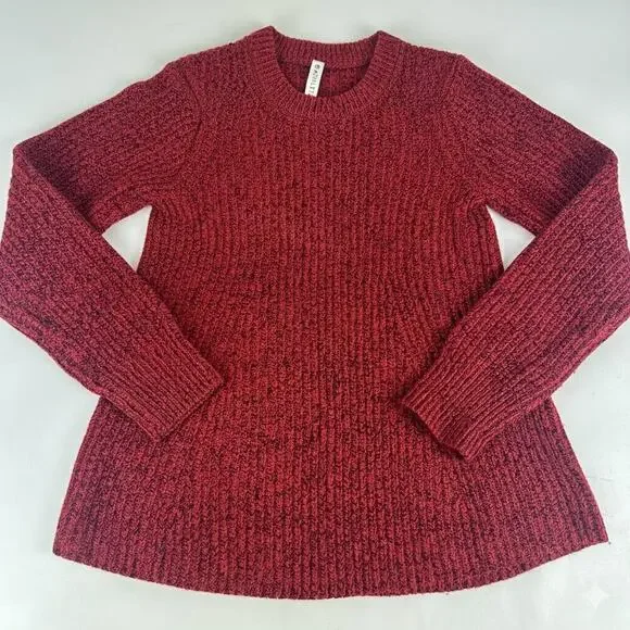 Athleta XS Sierra Wool Blend Crew Chunky Knit Sweater Candy Red Marl - Picture 4 of 10
